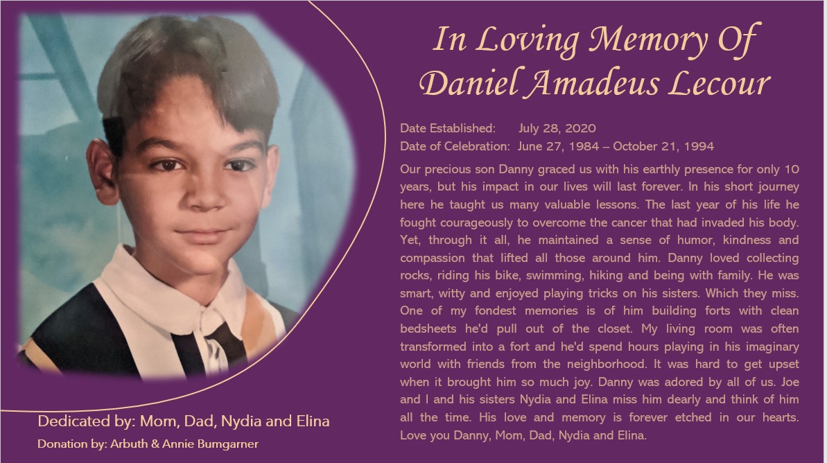 In loving memory of Daniel Lecour