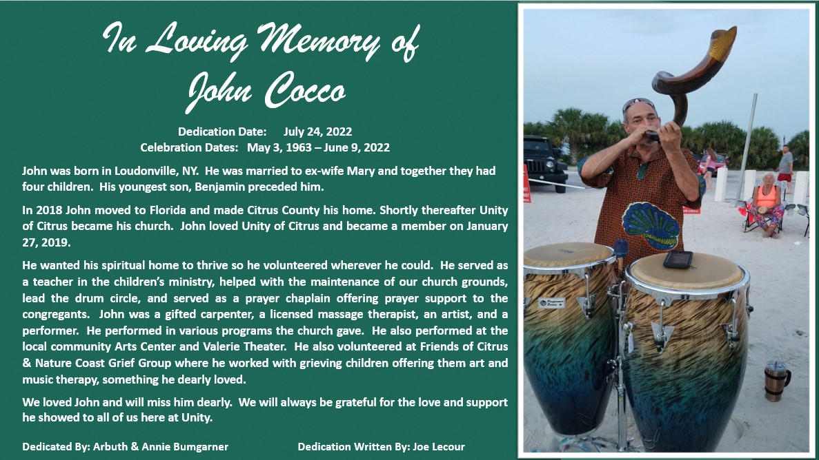 In memory of John Cocco