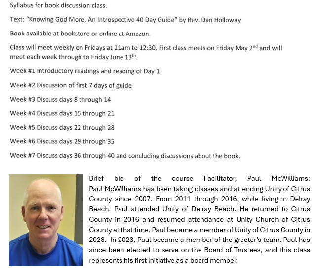 BOOK STUDY SYLLABUS