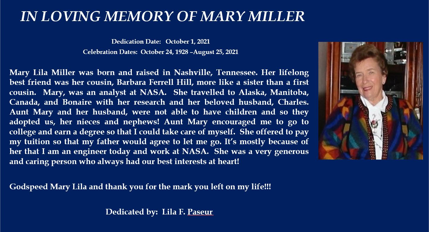 In memory of Mary Miller