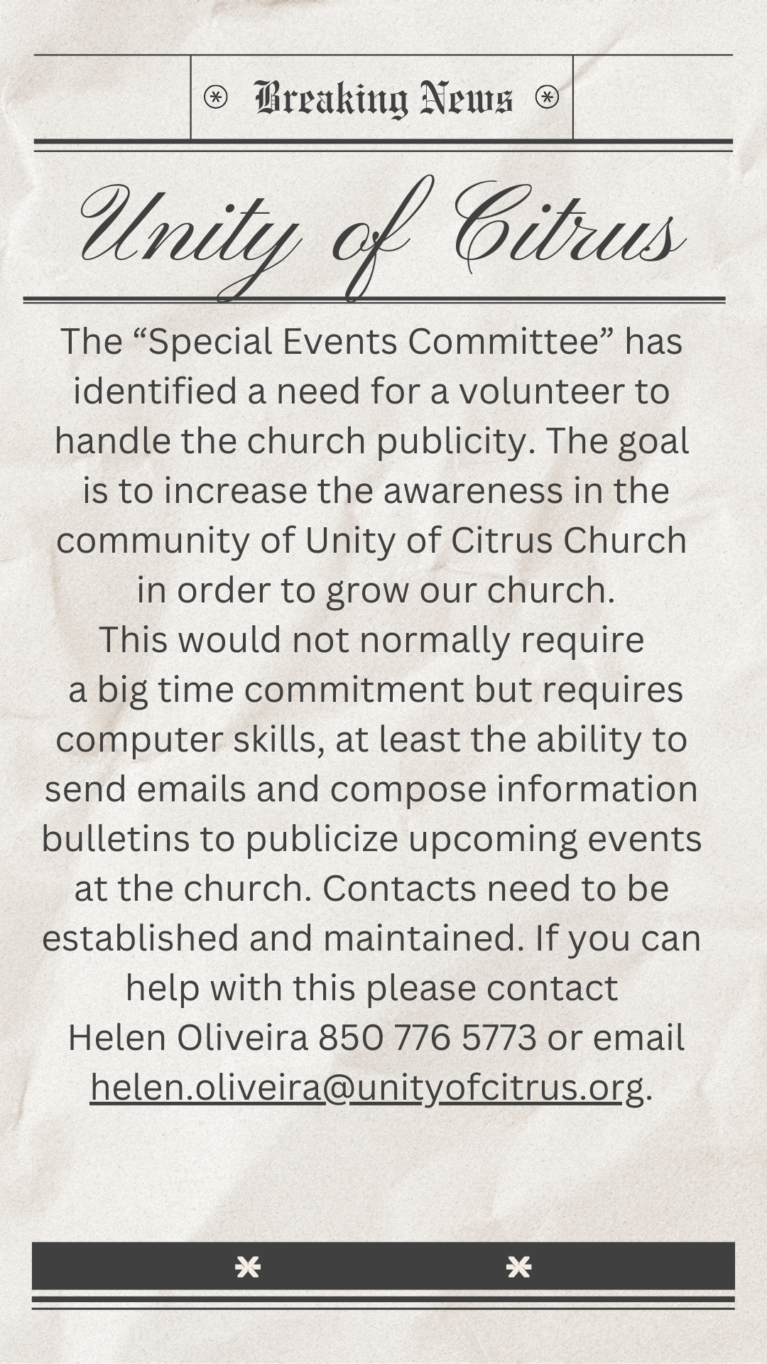PUBLICITY VOLUNTEER