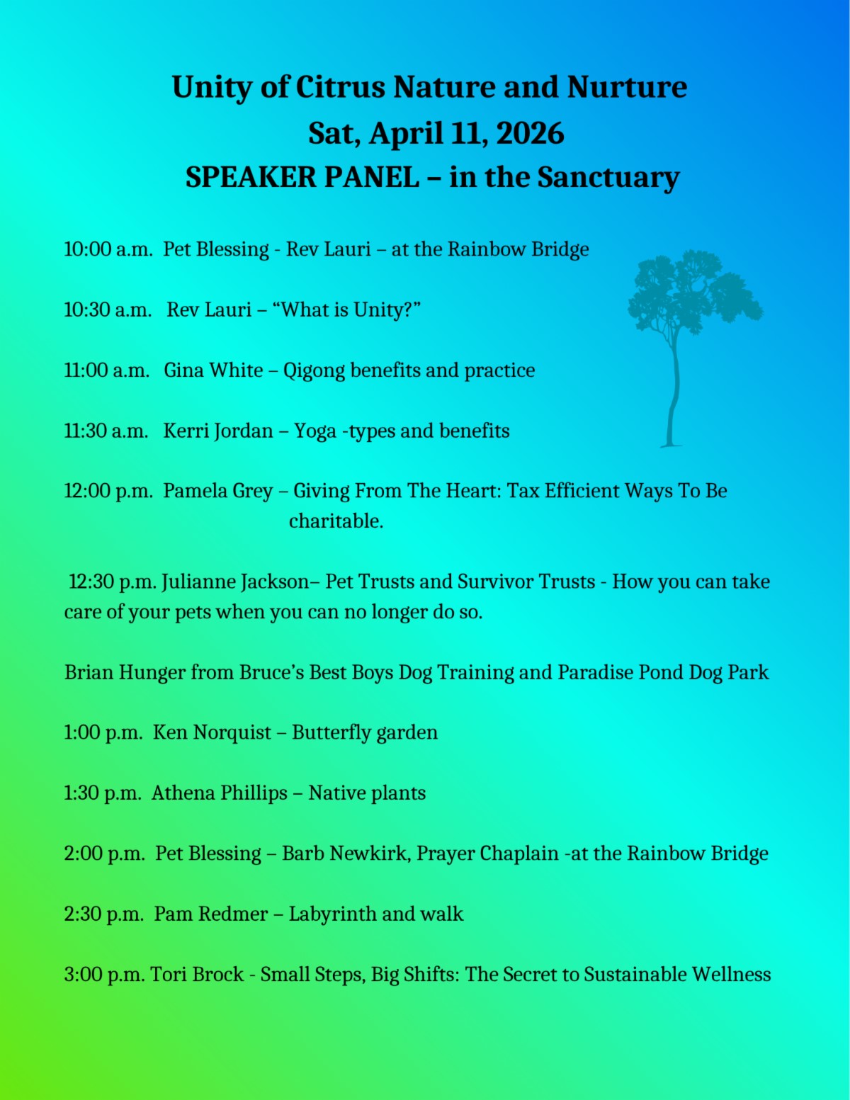 SPEAKER SCHEDULE